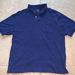 Blue striped shirt sleeve polo shirt